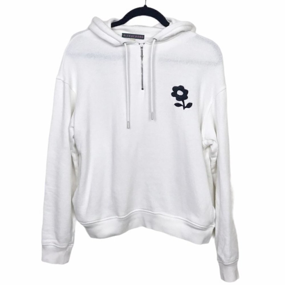 Alexa Chung White Flower Hoodie Sweater